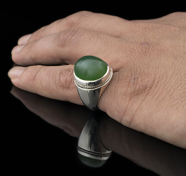  انگشتر مردانه عقیق سبز دست ساز 