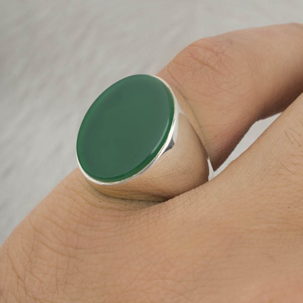  انگشتر مردانه عقیق سبز دست ساز 